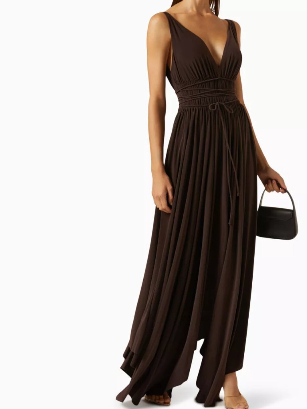 Norma Kamali - Chocolate Brown Goddess Draped Maxi Dress Size S / US36